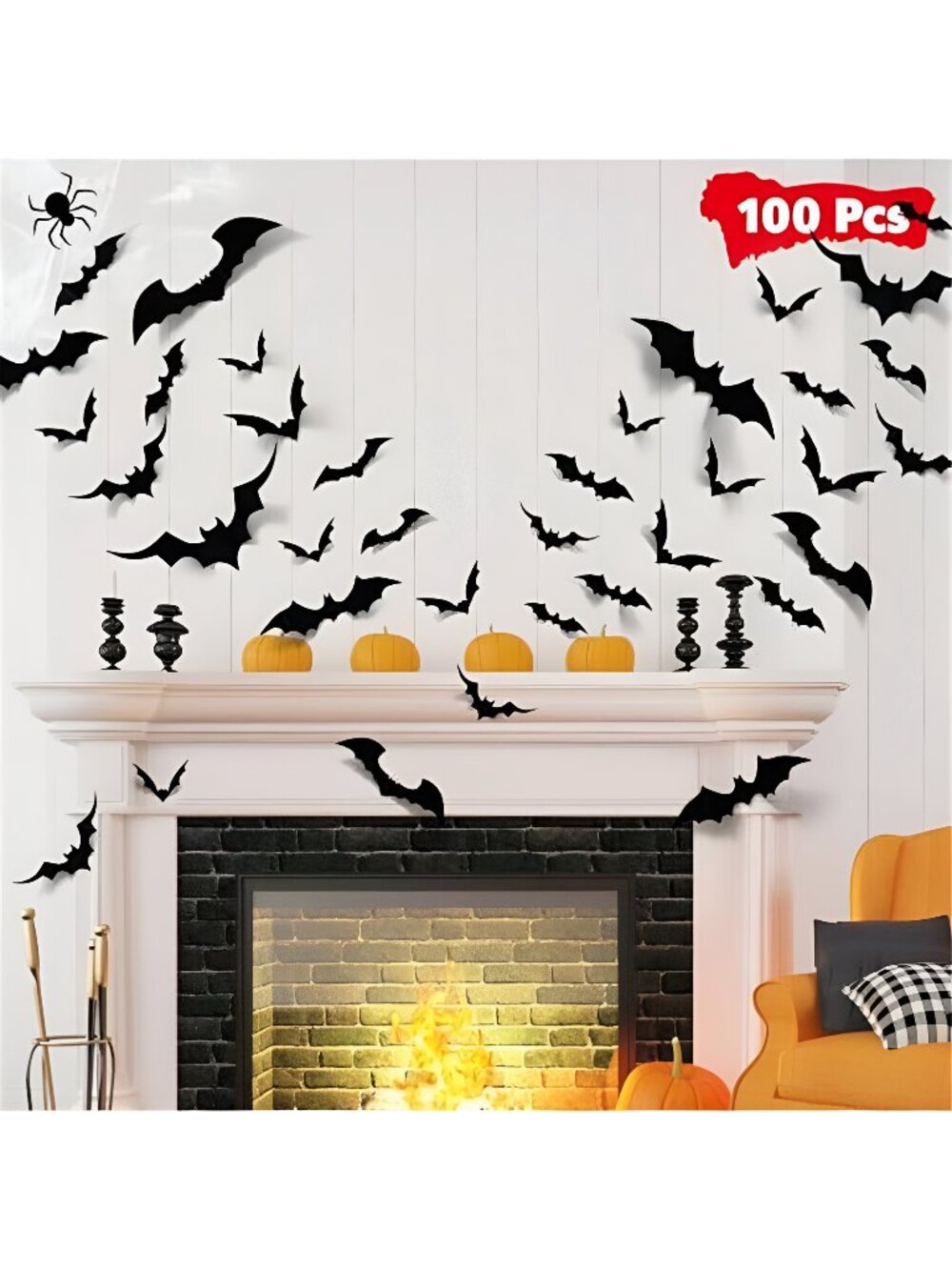 100Pcs Bats Halloween Decorations: Halloween Bats Wall Décor Sticker